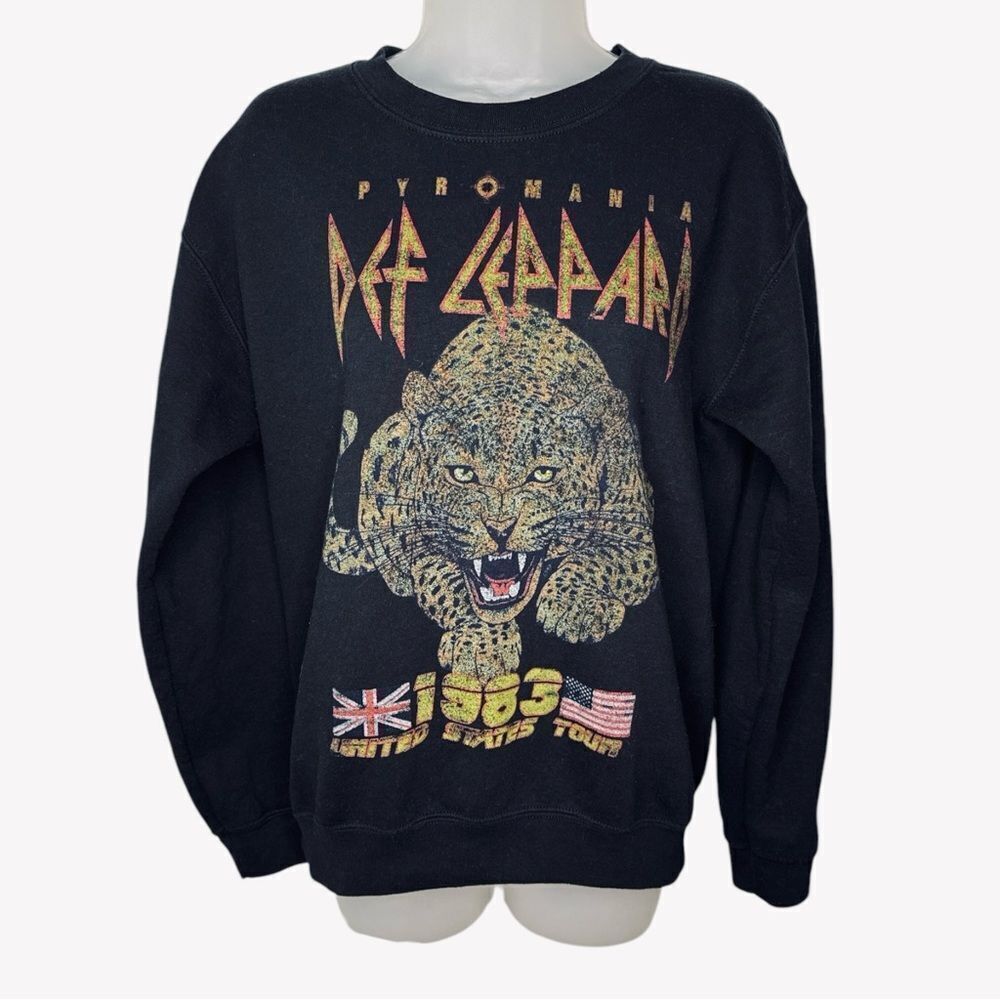 Def Leppard Pyromania 1983 Us Tour Long Sleeve Black Sweatshirt